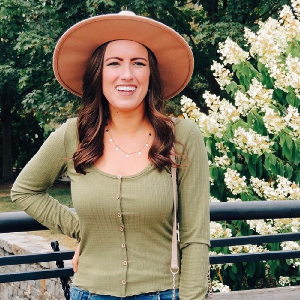 Olive Cropped Long Sleeve Top